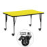 Mobile 24''W X 48''L Rectangular Yellow Hp Laminate Activity Table - Height Adjustable Short Legs
