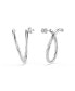 Round Cut, White, Rhodium Plated Dextera Hoop Earrings