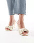 Фото #4 товара Public Desire Sable Wide Fit heeled mules with applique flowers in cream