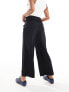 JDY Petite high waisted wide fit tailored trousers in black