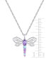 ფოტო #3 პროდუქტის Multi-Gemstone Dragonfly 18" Pendant Necklace (5/8 ct. t.w.) in Sterling Silver