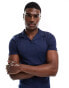 ASOS DESIGN polo in textured rib in navy Синий, M - Chest 40 - фото #2