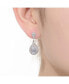 Sterling Silver with Rhodium Plated Clear Pear with Marquise and Round Cubic Zirconia Double Halo Dangle Earrings