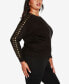 ფოტო #3 პროდუქტის Black Label Plus Size Embellished Boatneck Sweater