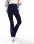 Stradivarius jersey sculpt legging with fold over waist in navy