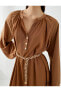 Фото #5 товара Платье женское Koton Удлиненное с V-образным вырезом и поясом