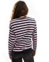 Фото #2 товара Monki long sleeve top in black and pink stripe