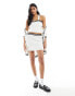 Фото #1 товара Miss Selfridge varsity tipped knitted mini skirt in cream