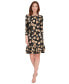 ფოტო #1 პროდუქტის Petite Printed Round-Neck Ruffle-Hem Shift Dress