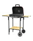 Portable Charcoal Grill w/ Wheels Storage, Shelves, 2 Tables, Red