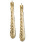 Ribbed Graduated Small Oval Hoop Earrings in 10k Gold, 3/4"