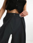 ASOS DESIGN folded front wide leg trouser in black