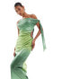 Фото #1 товара ASOS DESIGN sequin twisted drape midi dress in green ombre