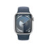 Apple Watch Series 9 Aluminium Silber"Silber 41 mm S/M (130-180 mm Umfang) Sturmblau GPS