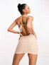 Фото #2 товара Платье Public Desire Кремовое мини с глубоким вырезом на спине и завязкой — Strukturiertes