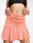 Фото #3 товара ASOS DESIGN jersey ruched front flippy mini skirt in orange