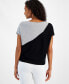 Фото #2 товара Women's Colorblocked Cap-Sleeve Sweater