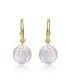 Фото #2 товара Sterling Silver 14k Yellow Gold Plated with White Coin Freshwater Pearl Drop C-Hoop Earrings