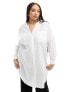 ONLY Curve v neck oversized shirt in white