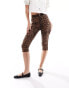 Miss Selfridge leopard denim capri short