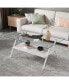 Фото #2 товара Modern Glass Coffee Table with White Metal Legs