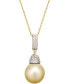 ფოტო #1 პროდუქტის Golden South Sea Pearl (12mm) and Diamond (1/3 ct. t.w.) Pendant Necklace in 14k Gold