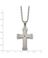 Antiqued Brushed and Black CZ Cross Pendant Ball Chain Necklace