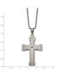 ფოტო #3 პროდუქტის Antiqued Brushed and Black CZ Cross Pendant Ball Chain Necklace