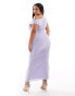 ASOS DESIGN Curve mesh off shoulder midi dress with gauging detail in lilac