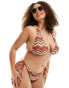 South Beach Curve embroidered tie side bikini bottom in rust