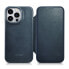 Фото #1 товара Чехол для iPhone 14 Pro Max ICARER из премиальной гранатовой натуральной кожи с магнитной крышкой MagSafe CE Oil Wax Premium Leather