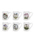 Фото #1 товара Botanic Garden Assorted Motifs Tankard-Coffee Mugs, Set of 6