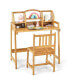 Фото #3 товара Bamboo Kids Study Desk and Chair Set with Bookshelf