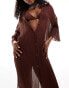 Фото #3 товара ASOS DESIGN fine knit oversized midi beach shirt in chocolate brown