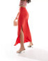 & Other Stories linen blend maxi skirt in red