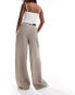 Vero Moda textured drawstring waist wide leg trouser in taupe Серый, S - EU 36 - фото #2