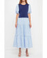 ფოტო #1 პროდუქტის Women's Striped Mixed Media Maxi Dress