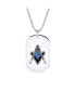 ფოტო #1 პროდუქტის Black Blue Freemason Compass Masonic Dog Tag Pendant Necklace For Men Silver Tone Stainless Steel With Bead Chain