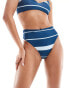 ASOS DESIGN Mia high leg high waist bikini bottom in blue stripe