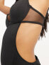 Wolf & Whistle Exclusive Fuller Bust mesh cut out swimsuit in black mesh