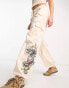 Ed Hardy low rise cargo trousers with dragon embroidery