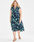 ფოტო #1 პროდუქტის Plus Size Floral Shine Dress, Created for Macy's