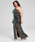Фото #2 товара Trendy Plus Size Sequined Halter High-Slit Gown