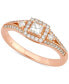 ფოტო #1 პროდუქტის Diamond Princess Halo Engagement Ring (1/2 ct. t.w.) in 14k Rose Gold