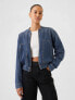 Фото #1 товара UltraSoft Denim Cropped Bomber Jacket