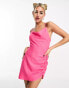 Фото #4 товара This Girl I Know linen look ruched side cami mini dress in pink