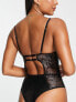 Фото #3 товара Wild Lovers Samantha sequin lace detailed underwired bodysuit in black