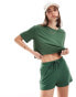 Stradivarius soft touch short co-ord in forest green