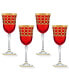 Фото #1 товара Deep Red Colored Red Wine Goblet with Gold-Tone Rings, Set of 4