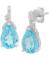 ფოტო #3 პროდუქტის Swiss Blue Topaz (2-3/8 ct. t.w.) & Diamond (1/20 ct. t.w.) Pear Stud Earrings in 14k White Gold